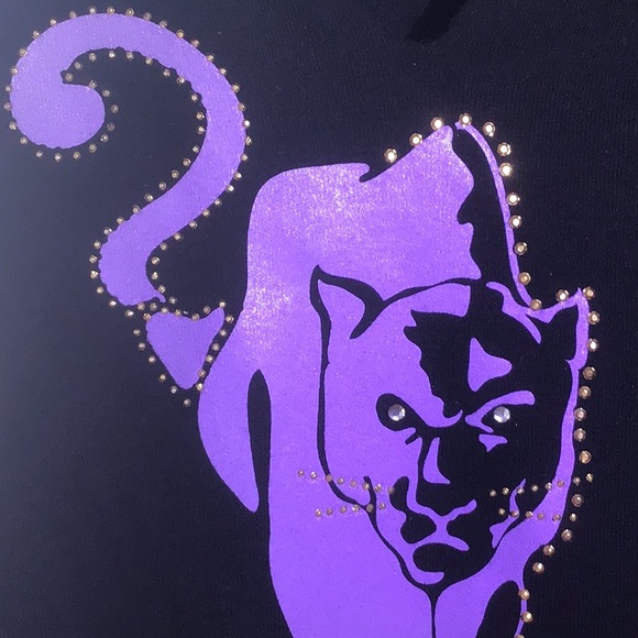 Guess Black Sleeveless Panther Studded Print - Picture 2 of 5